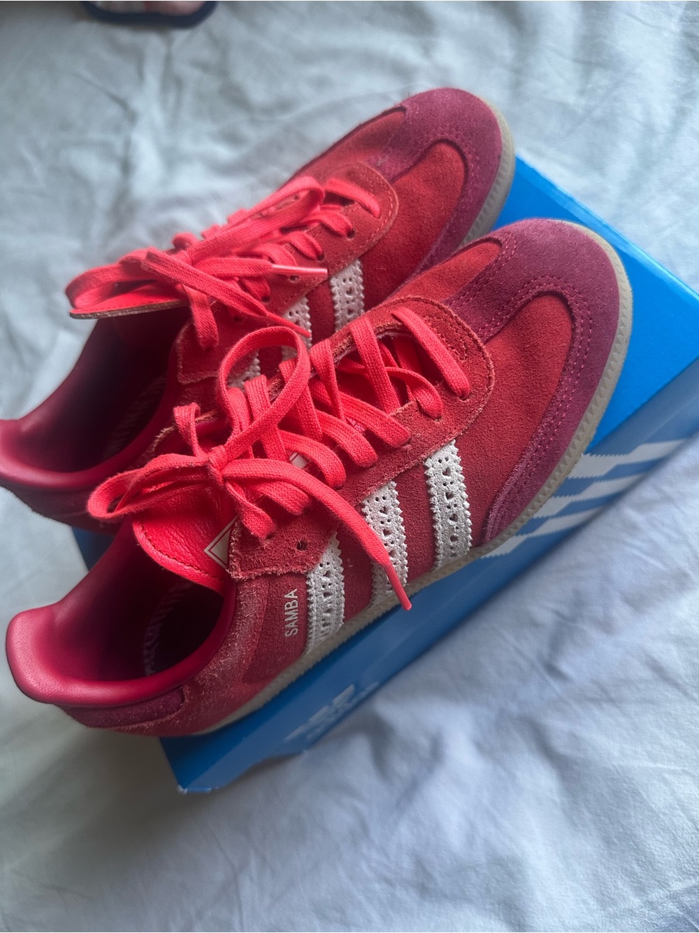 adidas Samba Suede Sneakers in Red with White Stripes